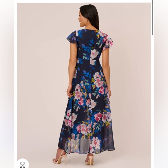 🎉HP🎉 NWOT Adrianna Papell FLORAL-PRINT CROPPED JUMPSUIT WITH CHIFFON OVERLAY - Picture 4 of 12